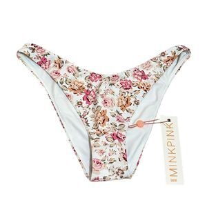 NWT Dollskill Minkpink Floral White Cheeky Boho Swim Bikini Botton